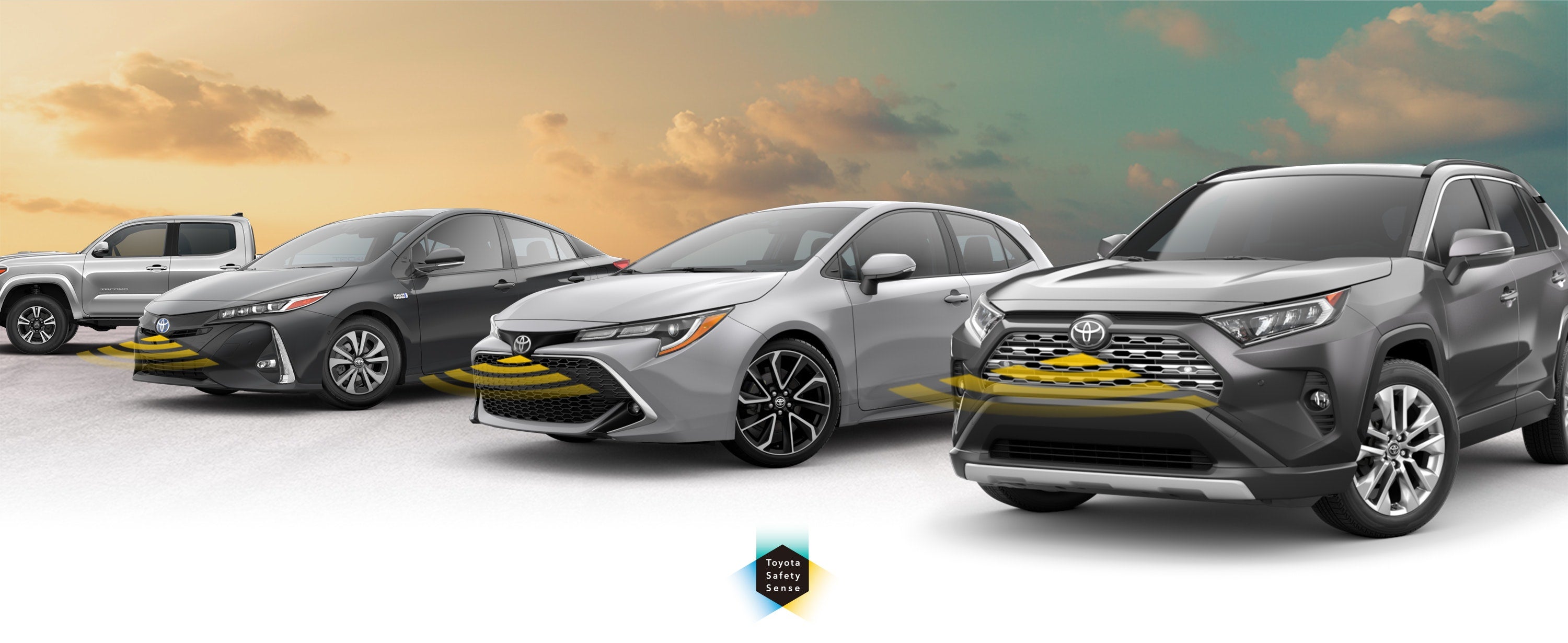 Toyota Safety Sense: Designed for Safety. Options shown on Toyota models including RAV4, Tacoma, and Camry, available now at LeadCar Toyota Wausau in Wausau WI.