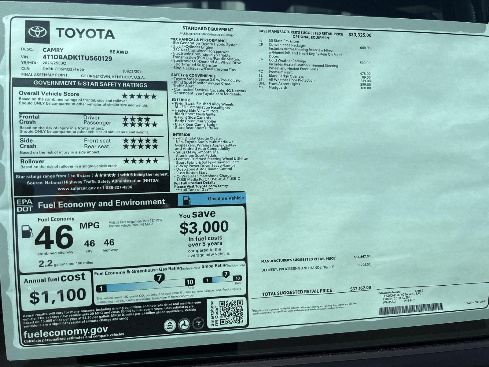 2026 Toyota Camry SE AWD